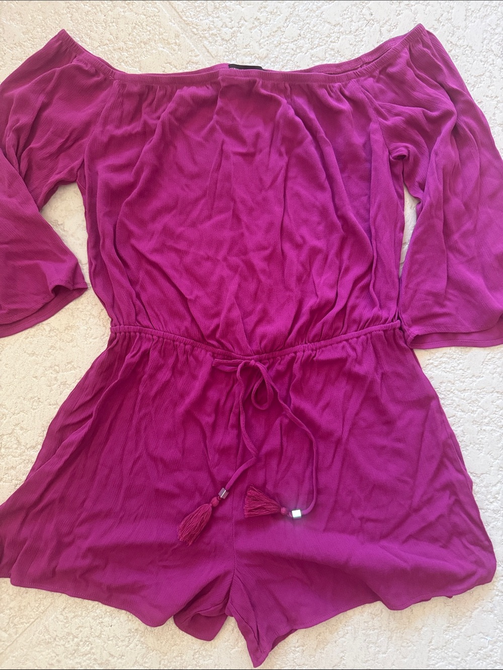 White House Black Market Magenta Off-Shoulder Romper